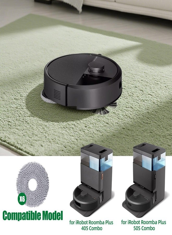 عبوة من 6 قطع من وسادات الممسحة البديلة 405/505 متوافقة مع جهاز iRobot Roomba Plus 405/505 Combo - أقمشة من الألياف الدقيقة قابلة للغسل وإعادة الاستخدام للمكنسة الكهربائية الروبوتية - Image 2